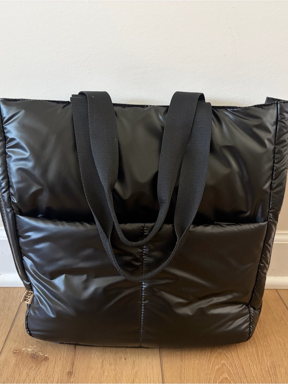 Beis Black Expandable Puffer Tote Bag  *DISCONTINUED*